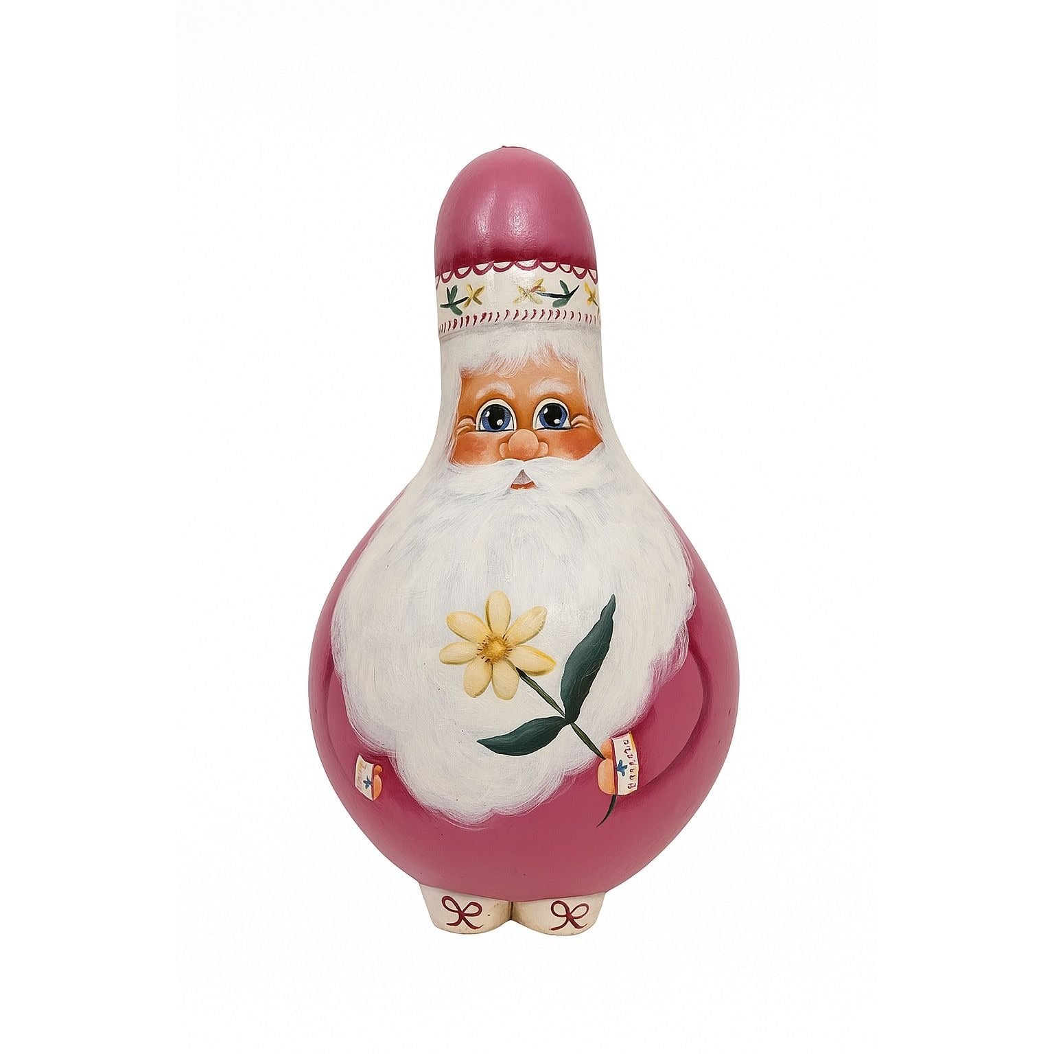 Handpainted Santa Gourd | Vintage Christmas Home Decor Decorative Accents | Farmhouse Cottage Core Granny Core Primtive Country Unique