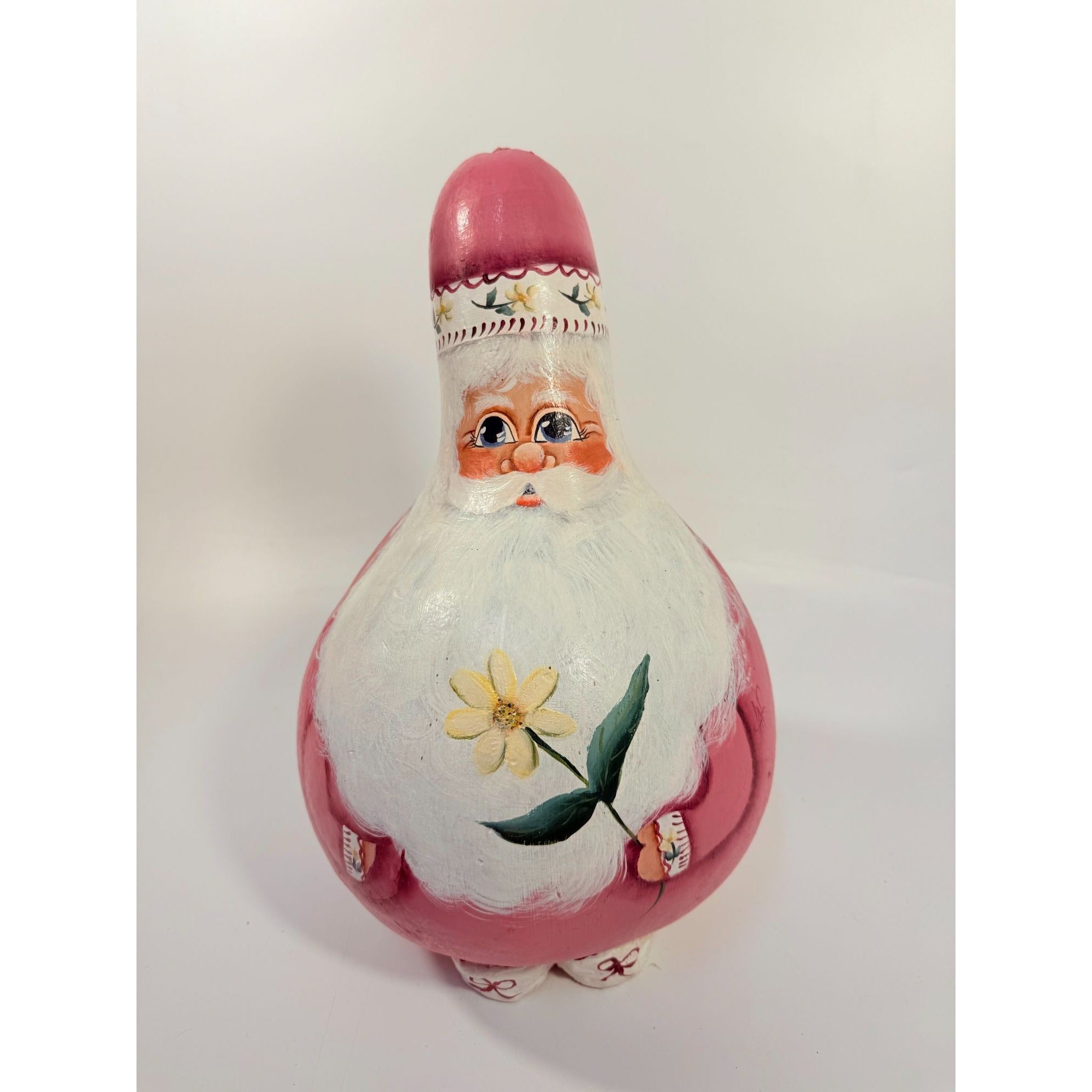 Handpainted Santa Gourd | Vintage Christmas Home Decor Decorative Accents | Farmhouse Cottage Core Granny Core Primtive Country Unique