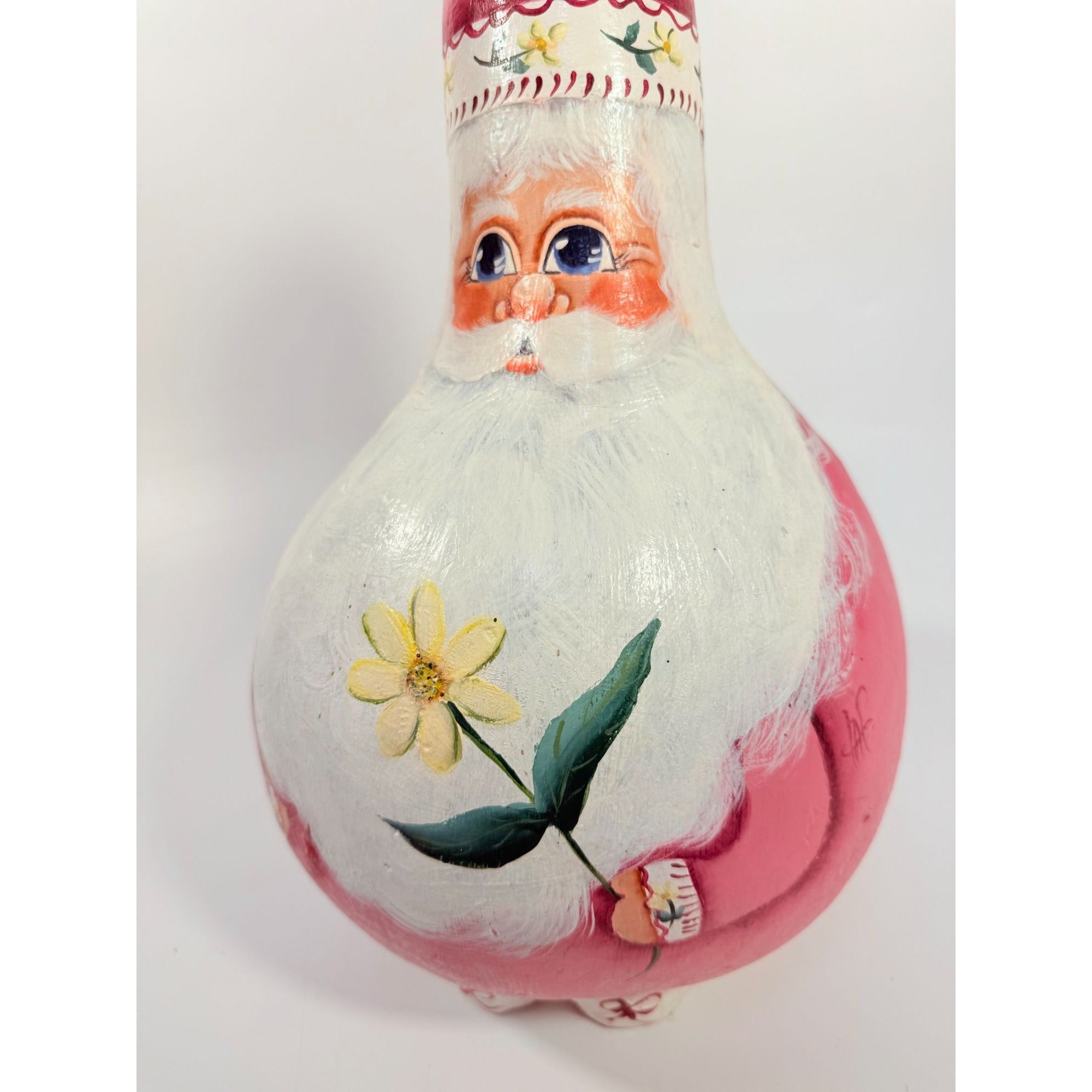 Handpainted Santa Gourd | Vintage Christmas Home Decor Decorative Accents | Farmhouse Cottage Core Granny Core Primtive Country Unique