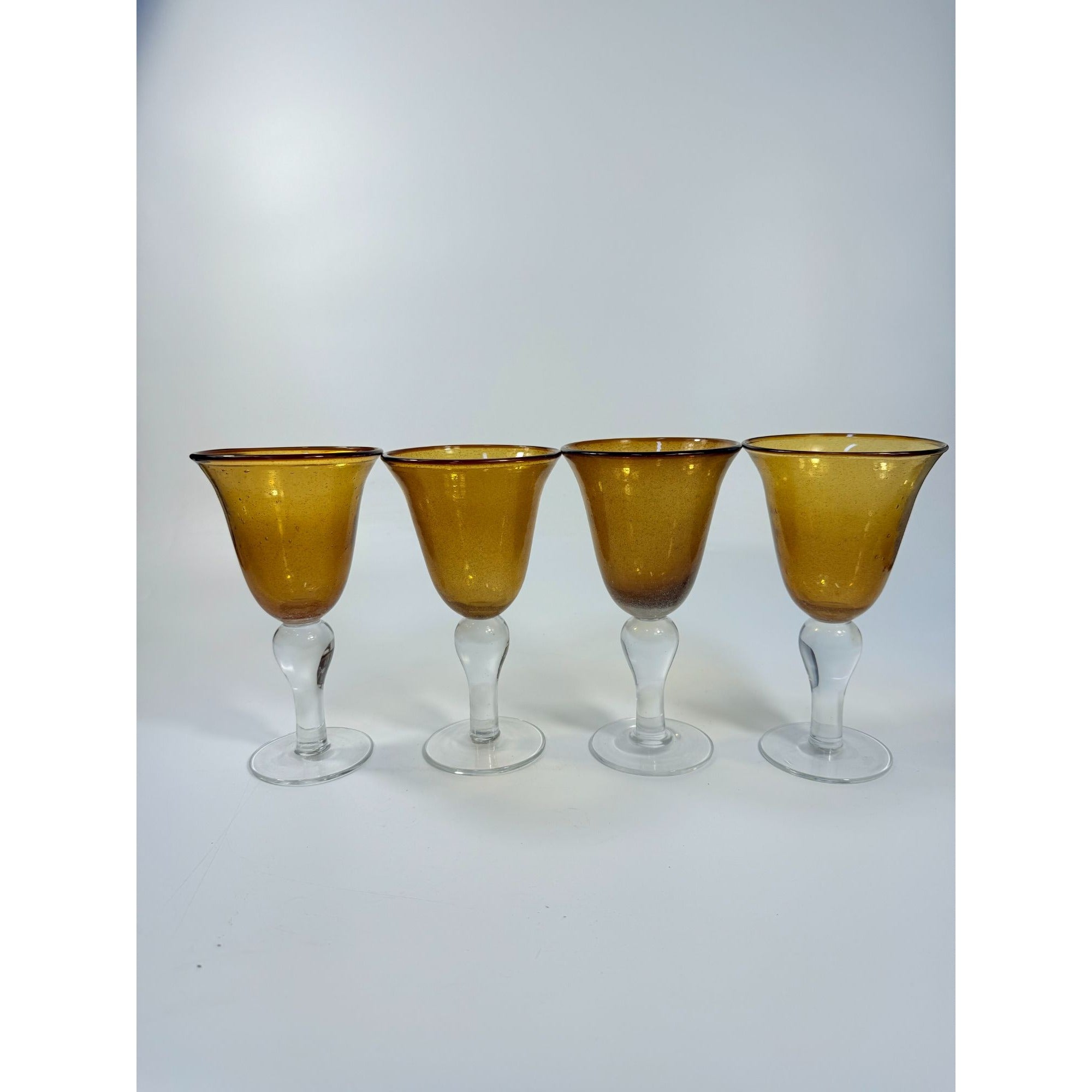 Footed Iced Tea Glass Amber Bubble Glass Artland Amber Set 4 18 oz | 18oz  Wine Goblet  Iris Seeded DesignTableware Drinkware Barware