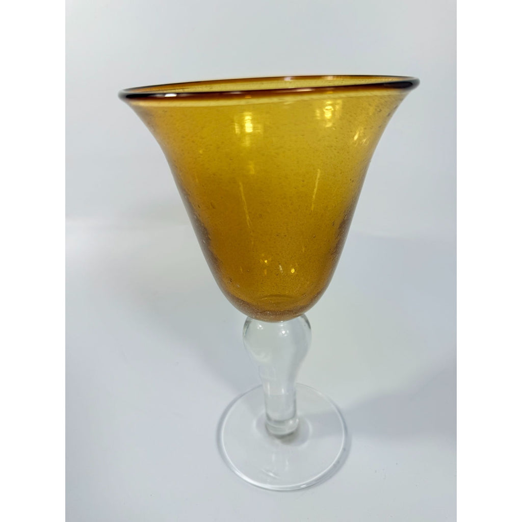 Footed Iced Tea Glass Amber Bubble Glass Artland Amber Set 4 18 oz | 18oz  Wine Goblet  Iris Seeded DesignTableware Drinkware Barware