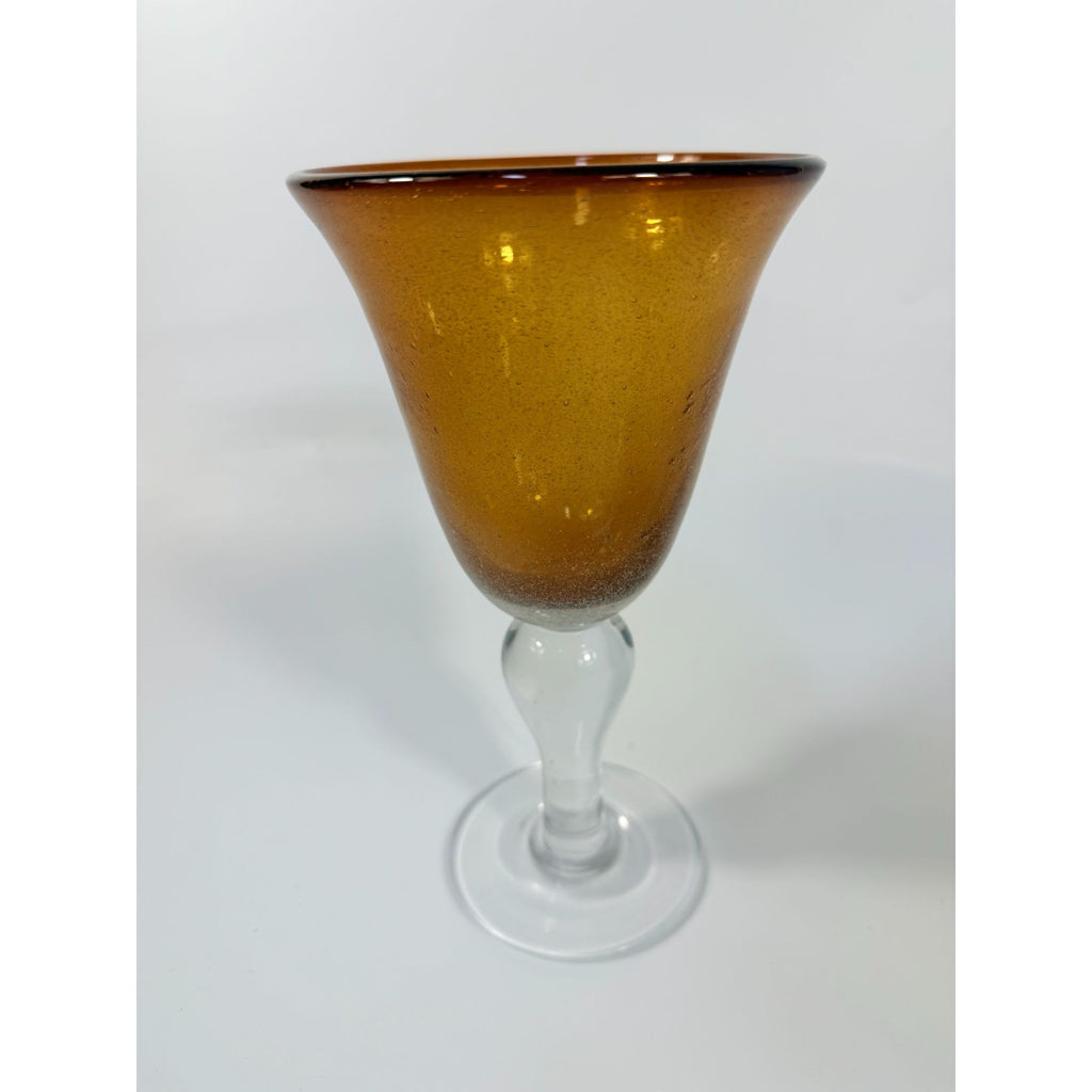 Footed Iced Tea Glass Amber Bubble Glass Artland Amber Set 4 18 oz | 18oz  Wine Goblet  Iris Seeded DesignTableware Drinkware Barware