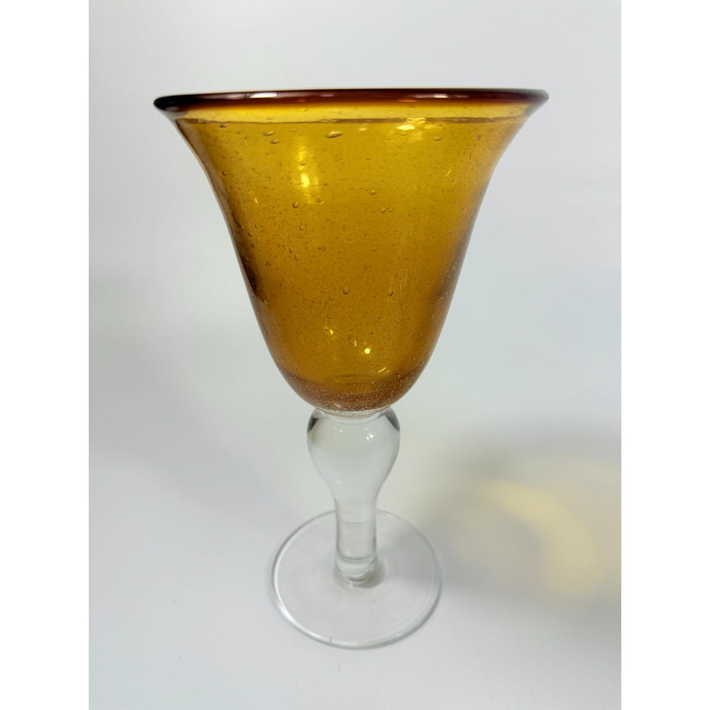 Footed Iced Tea Glass Amber Bubble Glass Artland Amber Set 4 18 oz | 18oz  Wine Goblet  Iris Seeded DesignTableware Drinkware Barware