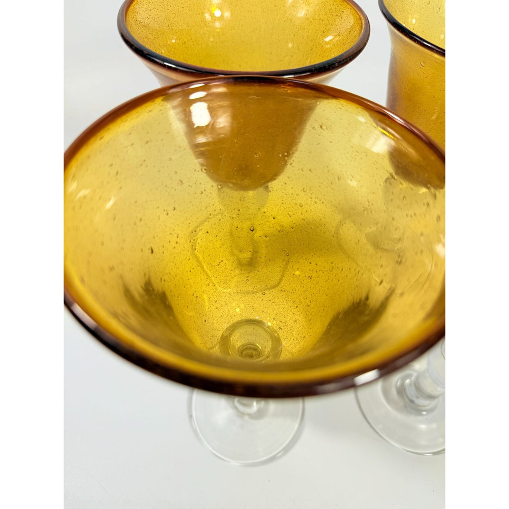 Footed Iced Tea Glass Amber Bubble Glass Artland Amber Set 4 18 oz | 18oz  Wine Goblet  Iris Seeded DesignTableware Drinkware Barware