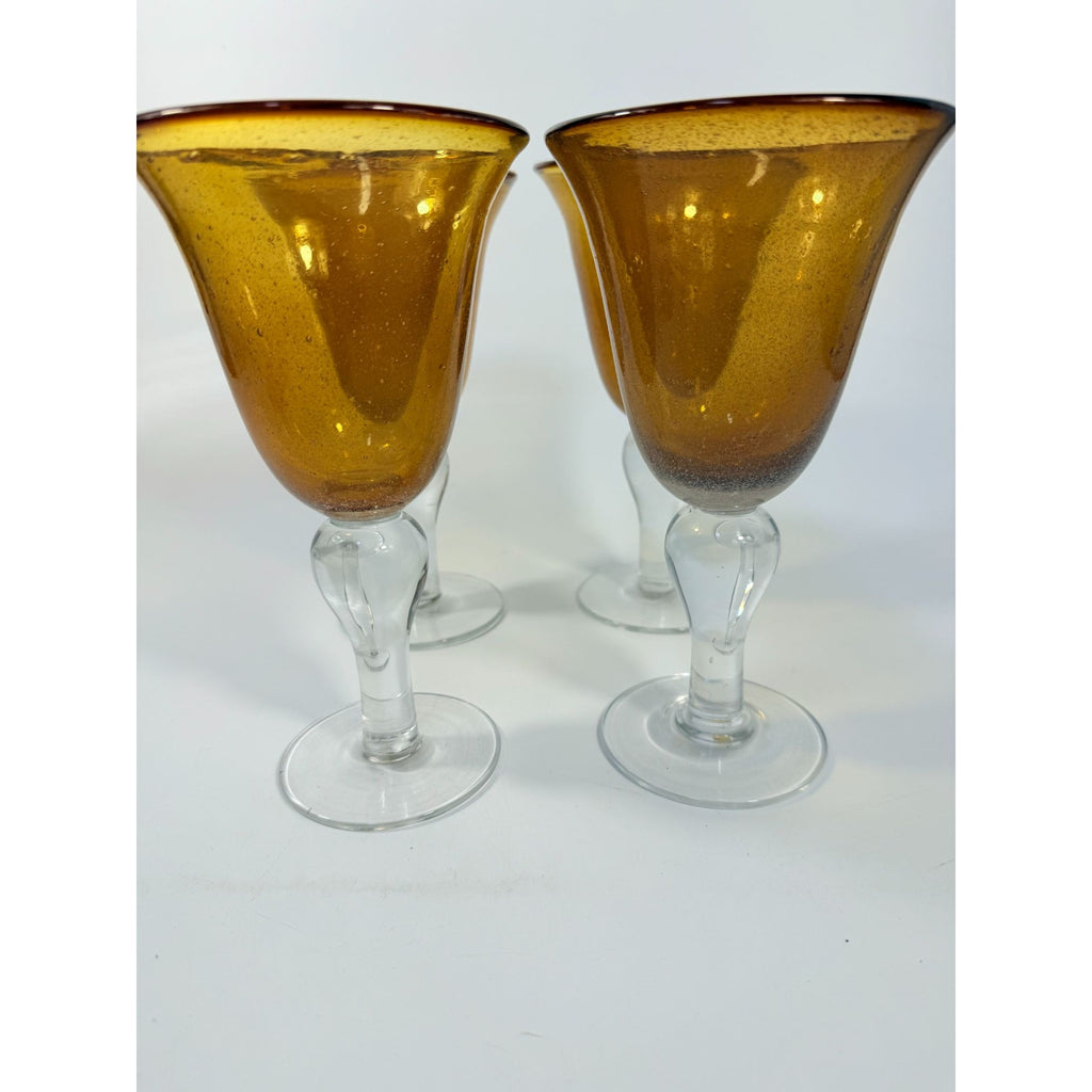 Footed Iced Tea Glass Amber Bubble Glass Artland Amber Set 4 18 oz | 18oz  Wine Goblet  Iris Seeded DesignTableware Drinkware Barware