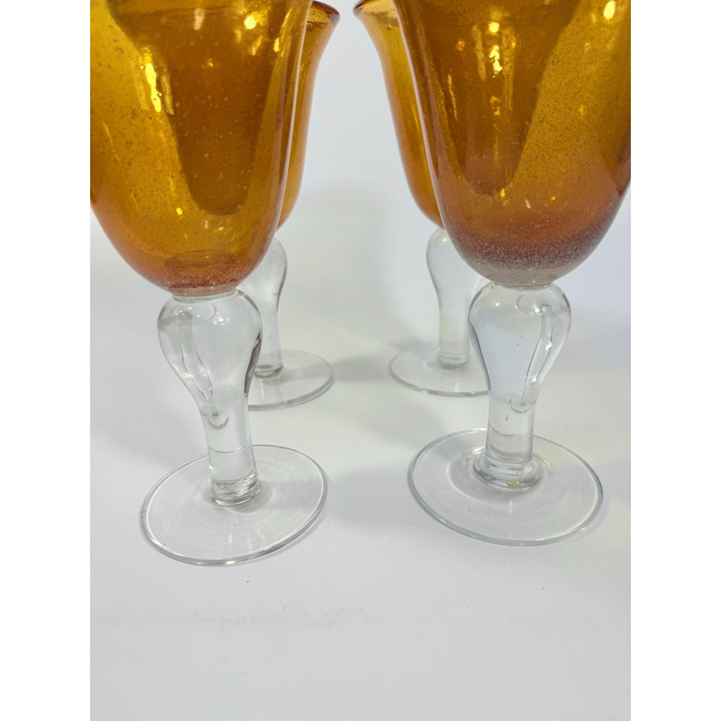 Footed Iced Tea Glass Amber Bubble Glass Artland Amber Set 4 18 oz | 18oz  Wine Goblet  Iris Seeded DesignTableware Drinkware Barware