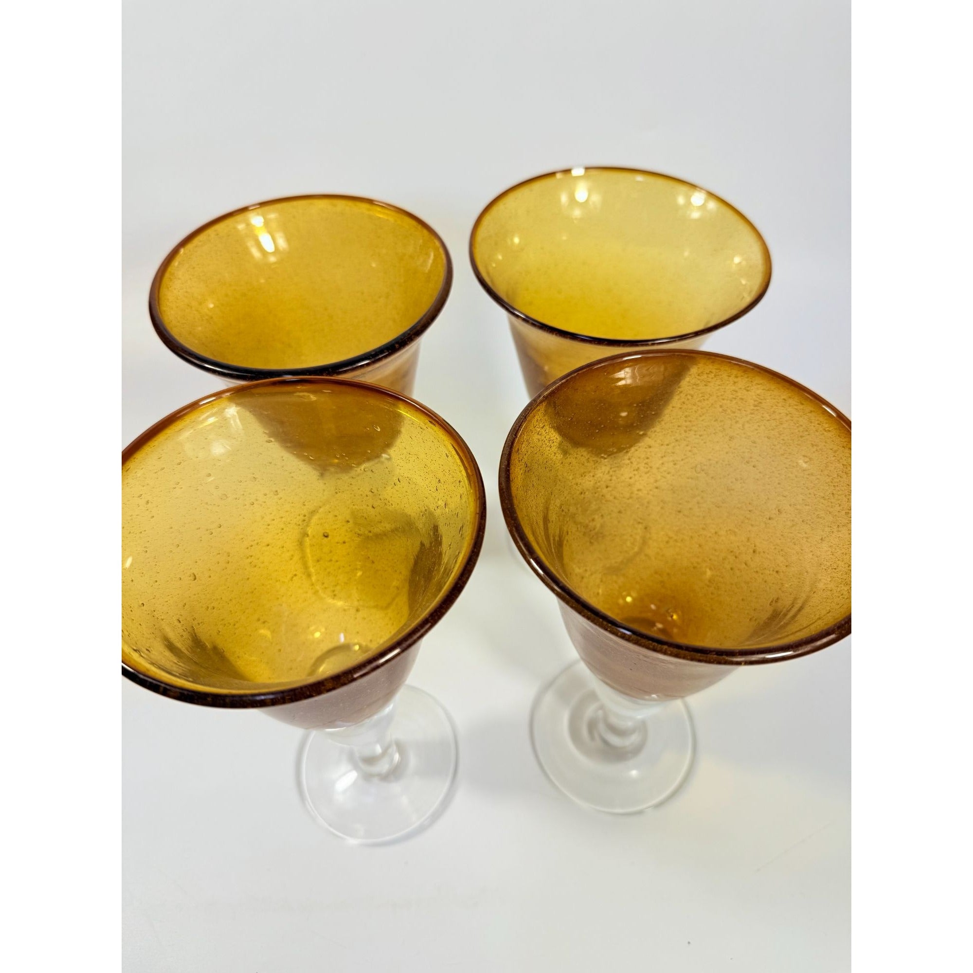 Footed Iced Tea Glass Amber Bubble Glass Artland Amber Set 4 18 oz | 18oz  Wine Goblet  Iris Seeded DesignTableware Drinkware Barware