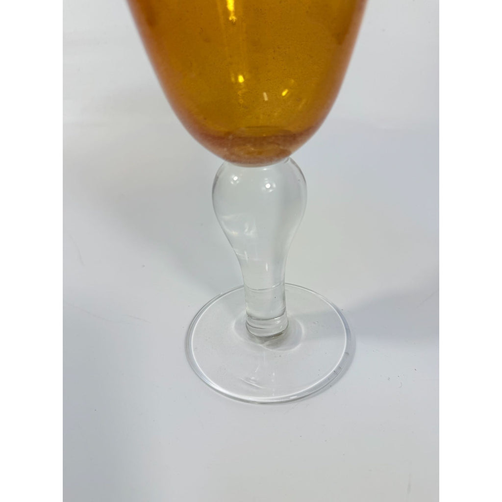 Footed Iced Tea Glass Amber Bubble Glass Artland Amber Set 4 18 oz | 18oz  Wine Goblet  Iris Seeded DesignTableware Drinkware Barware