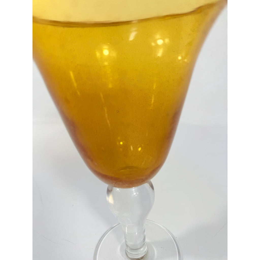 Footed Iced Tea Glass Amber Bubble Glass Artland Amber Set 4 18 oz | 18oz  Wine Goblet  Iris Seeded DesignTableware Drinkware Barware