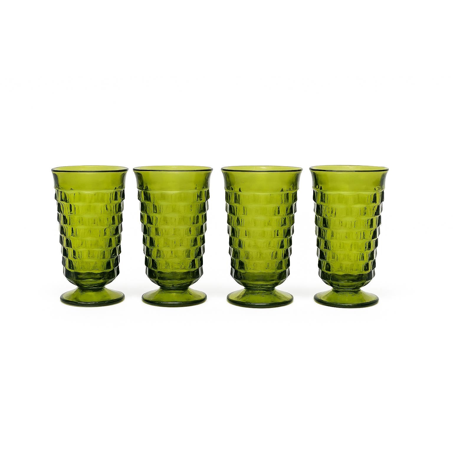 Drinking Glasses Water Ice Tea | Indiana Glassware Colony Whitehall Cubist  Avocado Green| Vintage Kitchen Mid Century Retro Barware Footed