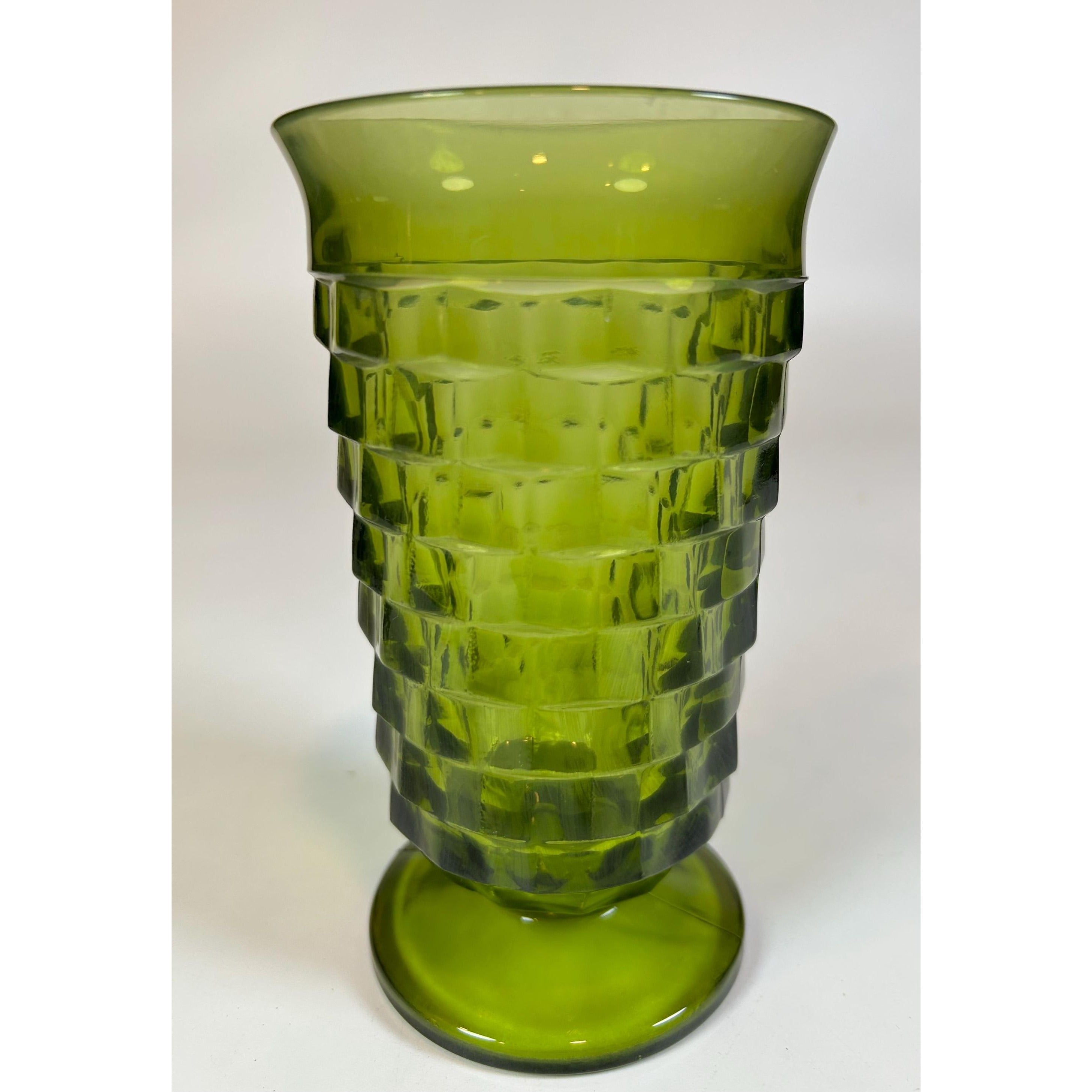 Drinking Glasses Water Ice Tea | Indiana Glassware Colony Whitehall Cubist  Avocado Green| Vintage Kitchen Mid Century Retro Barware Footed