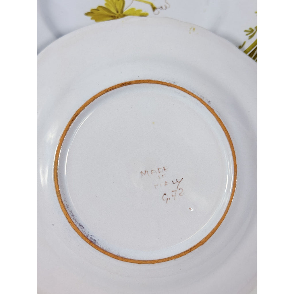 Italian Pottery Salad Plates Set of 8 Guido Gambone ITY233 Handpainted Grape Leaves Green Replacement China Dishes Made in Italy G72