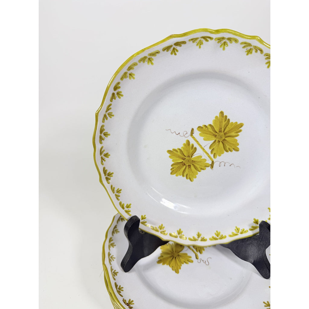 Italian Pottery Salad Plates Set of 8 Guido Gambone ITY233 Handpainted Grape Leaves Green Replacement China Dishes Made in Italy G72
