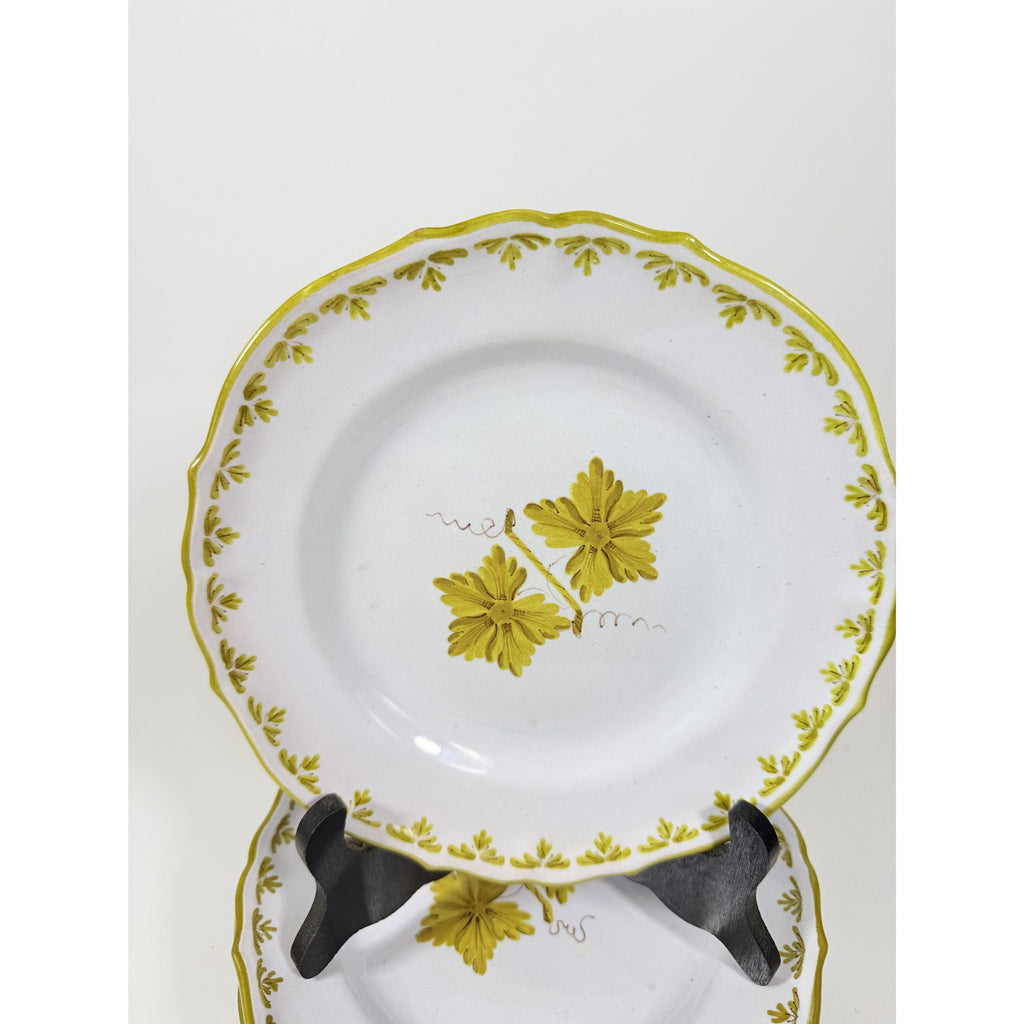 Italian Pottery Salad Plates Set of 8 Guido Gambone ITY233 Handpainted Grape Leaves Green Replacement China Dishes Made in Italy G72