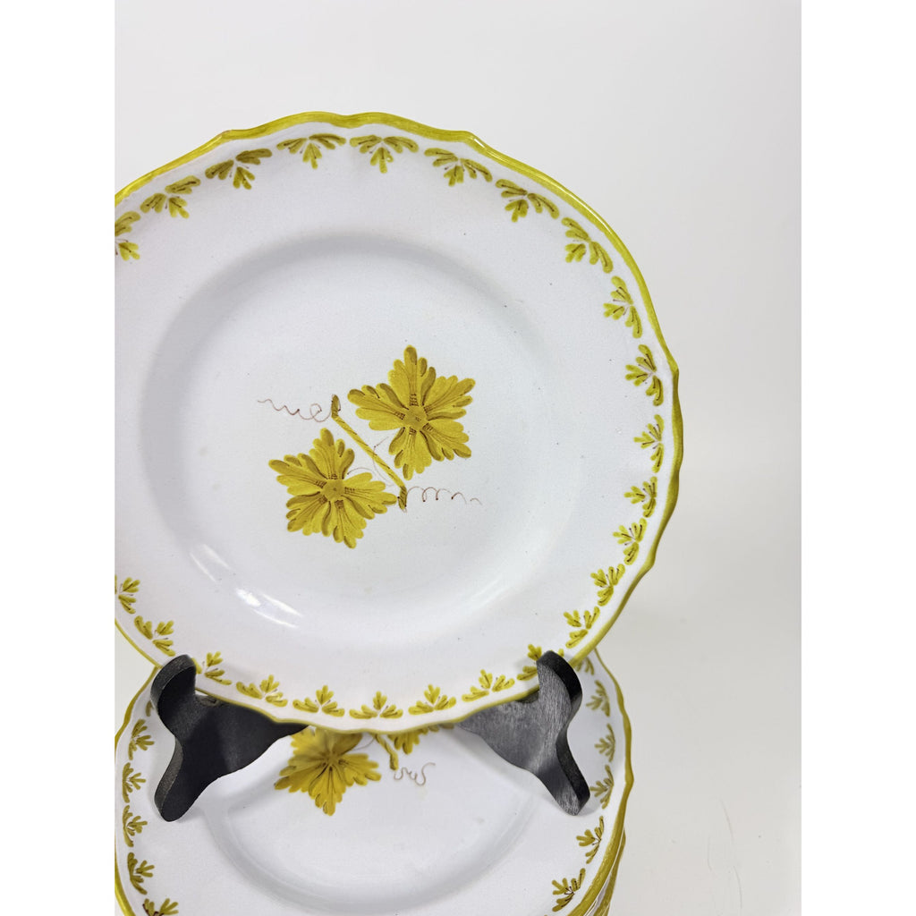 Italian Pottery Salad Plates Set of 8 Guido Gambone ITY233 Handpainted Grape Leaves Green Replacement China Dishes Made in Italy G72