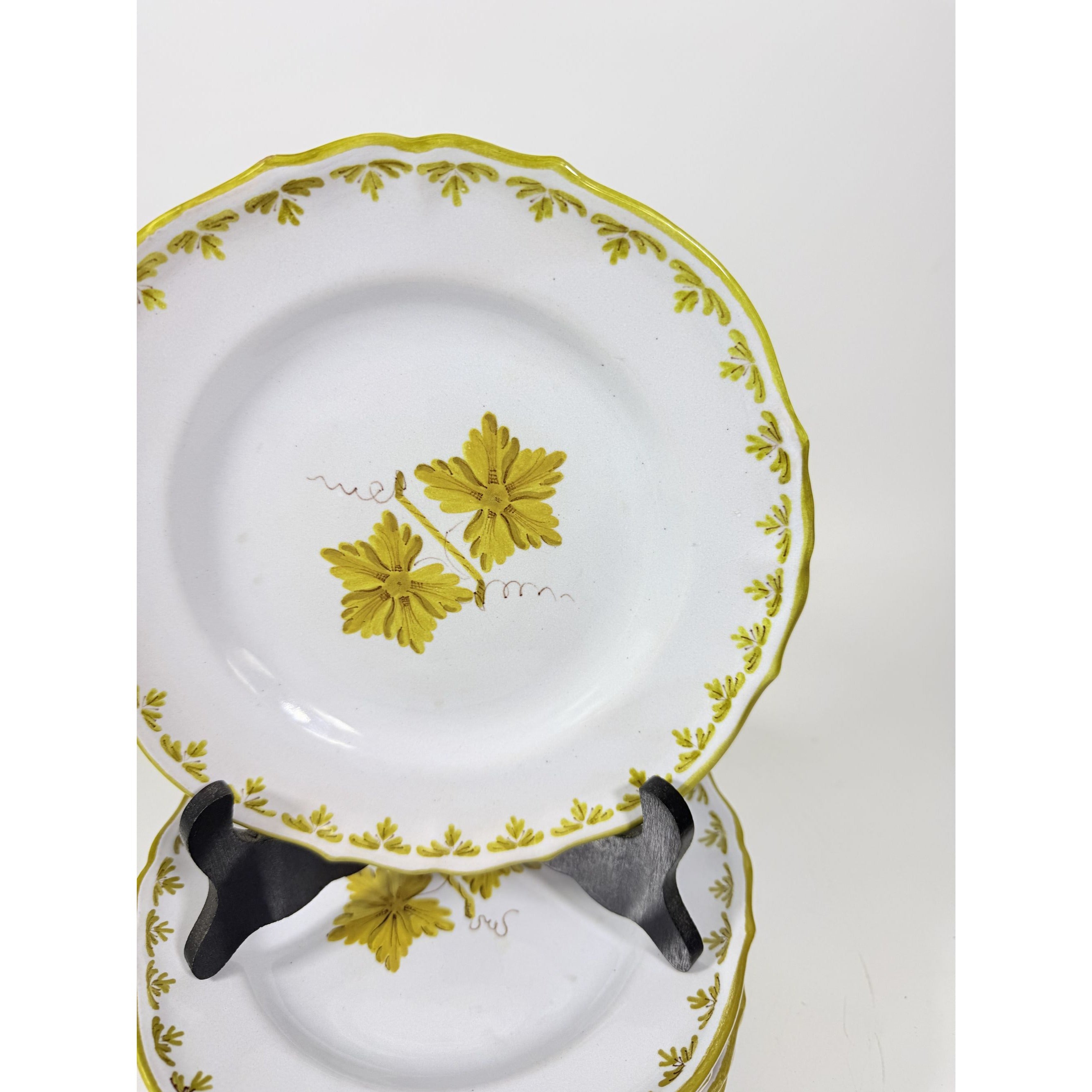Italian Pottery Salad Plates Set of 8 Guido Gambone ITY233 Handpainted Grape Leaves Green Replacement China Dishes Made in Italy G72