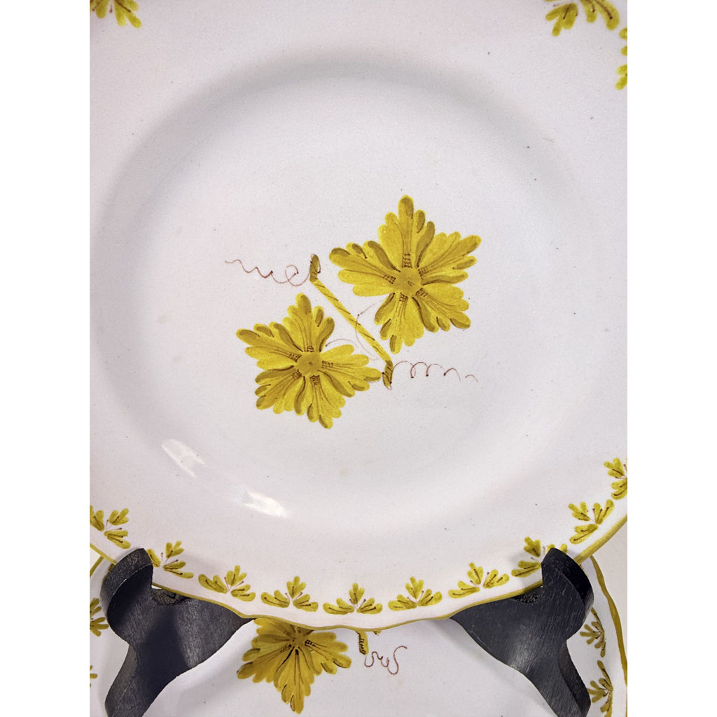 Italian Pottery Salad Plates Set of 8 Guido Gambone ITY233 Handpainted Grape Leaves Green Replacement China Dishes Made in Italy G72
