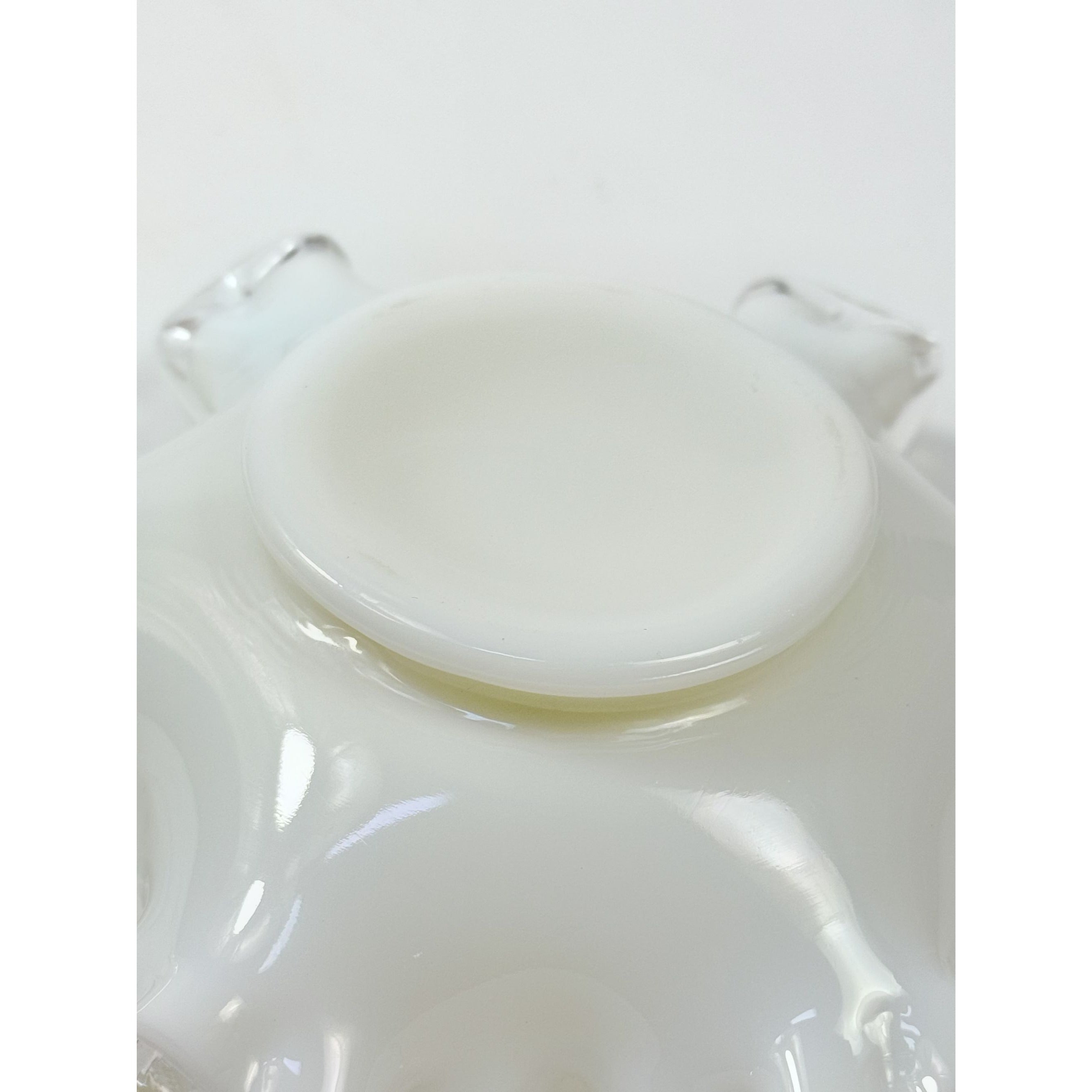 Crimped Ruffled Edge Bon Bon Dish Bowl White Milk Grass Edge Fenton Silver Crest Collectible Glassware Home Decor Decorative Accents