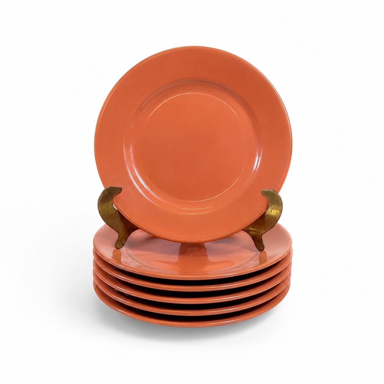 Stoneware Salad Plates Restaurant Flamingo Rose Olmos industria uruguaya Set 6 Vintage Mid Century Replacement China Diner Coral Pink