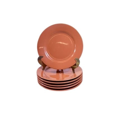 Stoneware Salad Plates Restaurant Flamingo Rose Olmos industria uruguaya Set 6 Vintage Mid Century Replacement China Diner Coral Pink