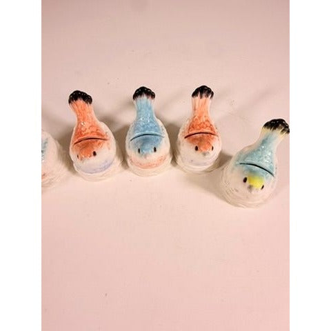 Place Card Holders Figural Birds Pastel Peach Robin Egg Blue Set 6  Fitz and Floyd Paisley Park Tableware Replacement China