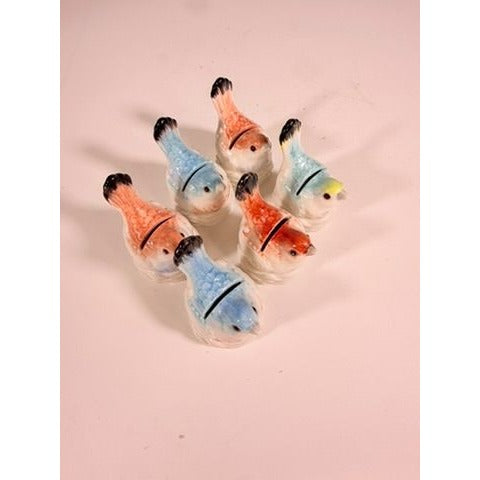 Place Card Holders Figural Birds Pastel Peach Robin Egg Blue Set 6  Fitz and Floyd Paisley Park Tableware Replacement China