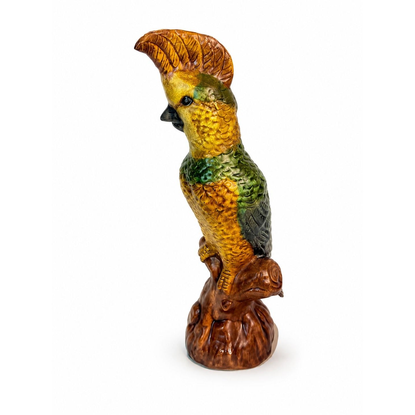 Majolica Cockatoo Statue Wildwood Accents Vintage Home Decor Decorative Accents