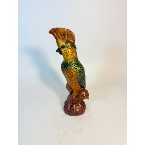 Majolica Cockatoo Statue Wildwood Accents Vintage Home Decor Decorative Accents