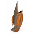 Hand Carved Sculpture Marlin Fish Mid Century Modern Teak Wooden Spearfish Vase Unique Home Decor Decorative Accents Coastal Mancave