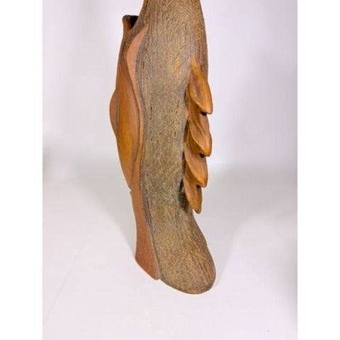 Hand Carved Sculpture Marlin Fish Mid Century Modern Teak Wooden Spearfish Vase Unique Home Decor Decorative Accents Coastal Mancave