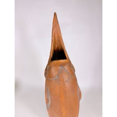Hand Carved Sculpture Marlin Fish Mid Century Modern Teak Wooden Spearfish Vase Unique Home Decor Decorative Accents Coastal Mancave