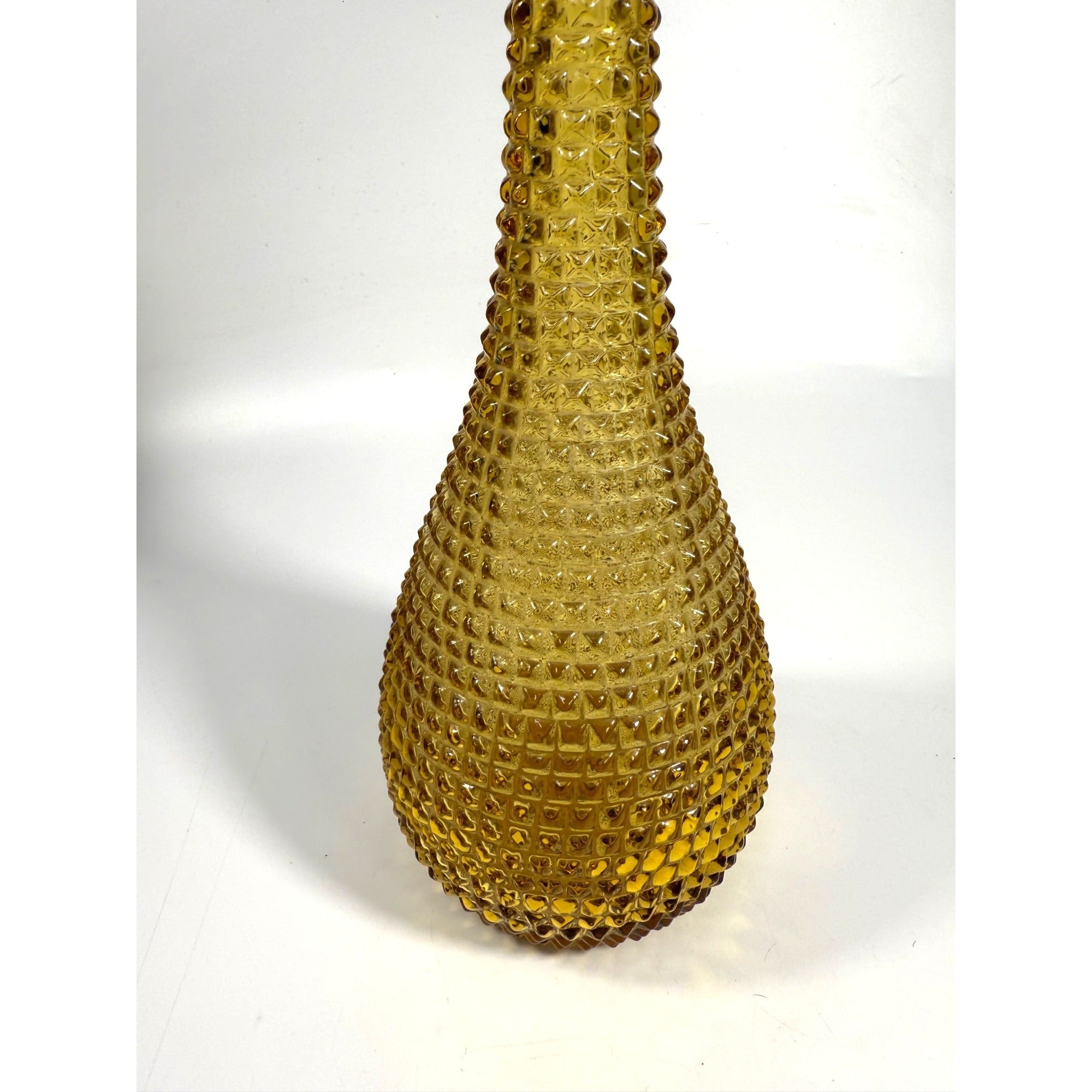 Amber Genie Bottle Empoli Italy Diamond Point Vintage Italian Decorative Accents Collectible Glass Barware Home Decor Decorative Accents