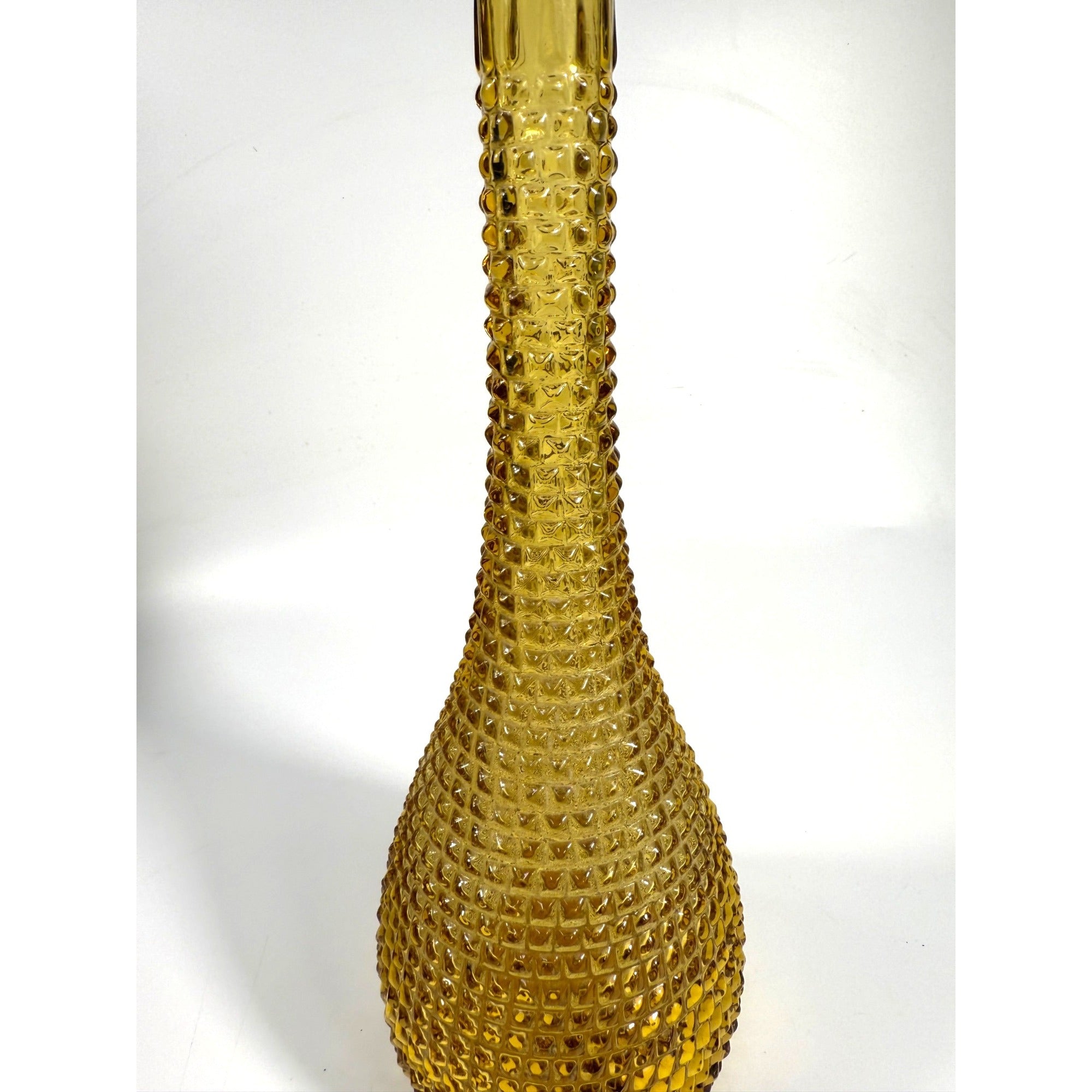 Amber Genie Bottle Empoli Italy Diamond Point Vintage Italian Decorative Accents Collectible Glass Barware Home Decor Decorative Accents