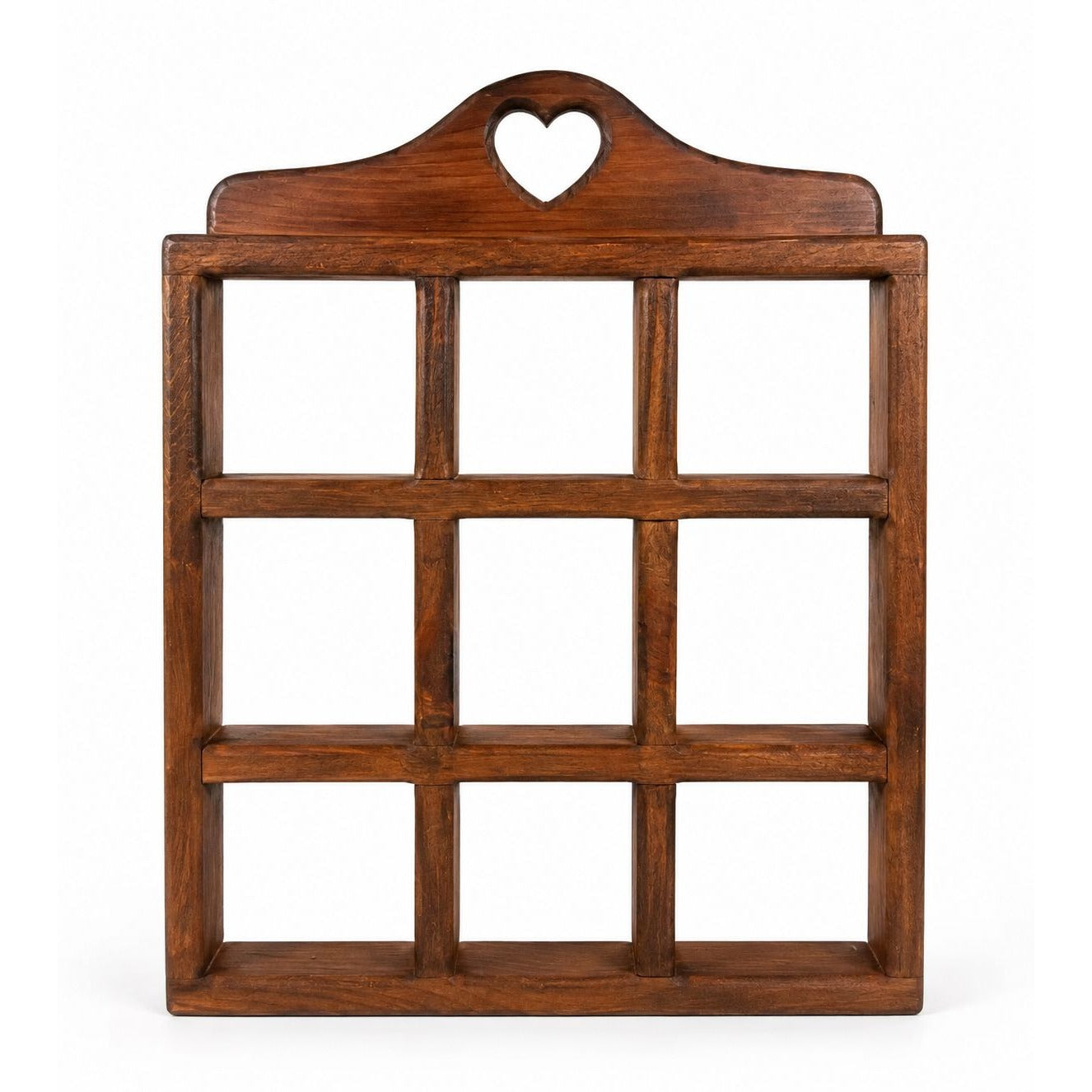Wooden Wall Shelf Shadow Box Heart Cut Out Wood Vintage Wall Decor Knick Knack Storage | Farmhouse Country Primitive Cottage Granny Core