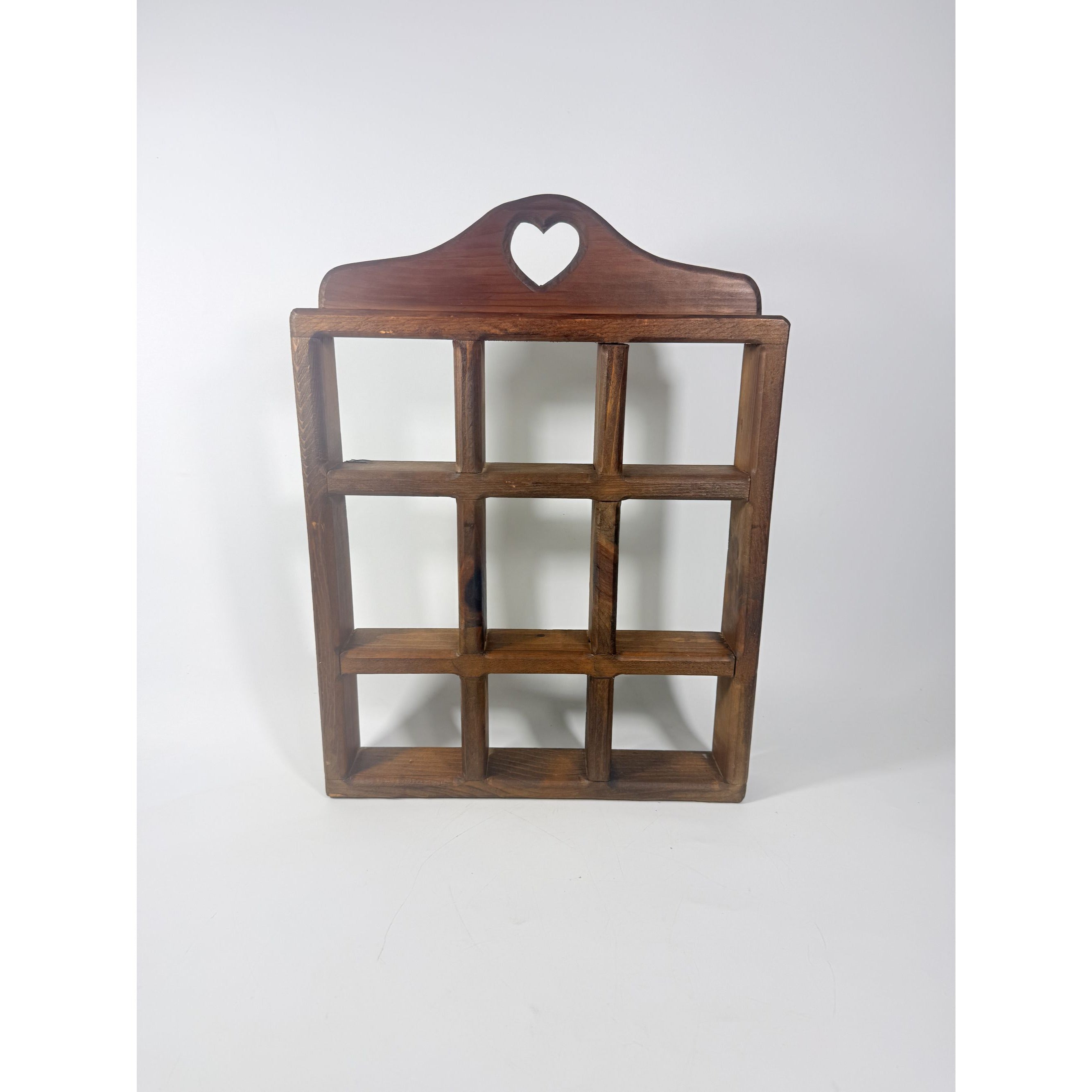 Wooden Wall Shelf Shadow Box Heart Cut Out Wood Vintage Wall Decor Knick Knack Storage | Farmhouse Country Primitive Cottage Granny Core