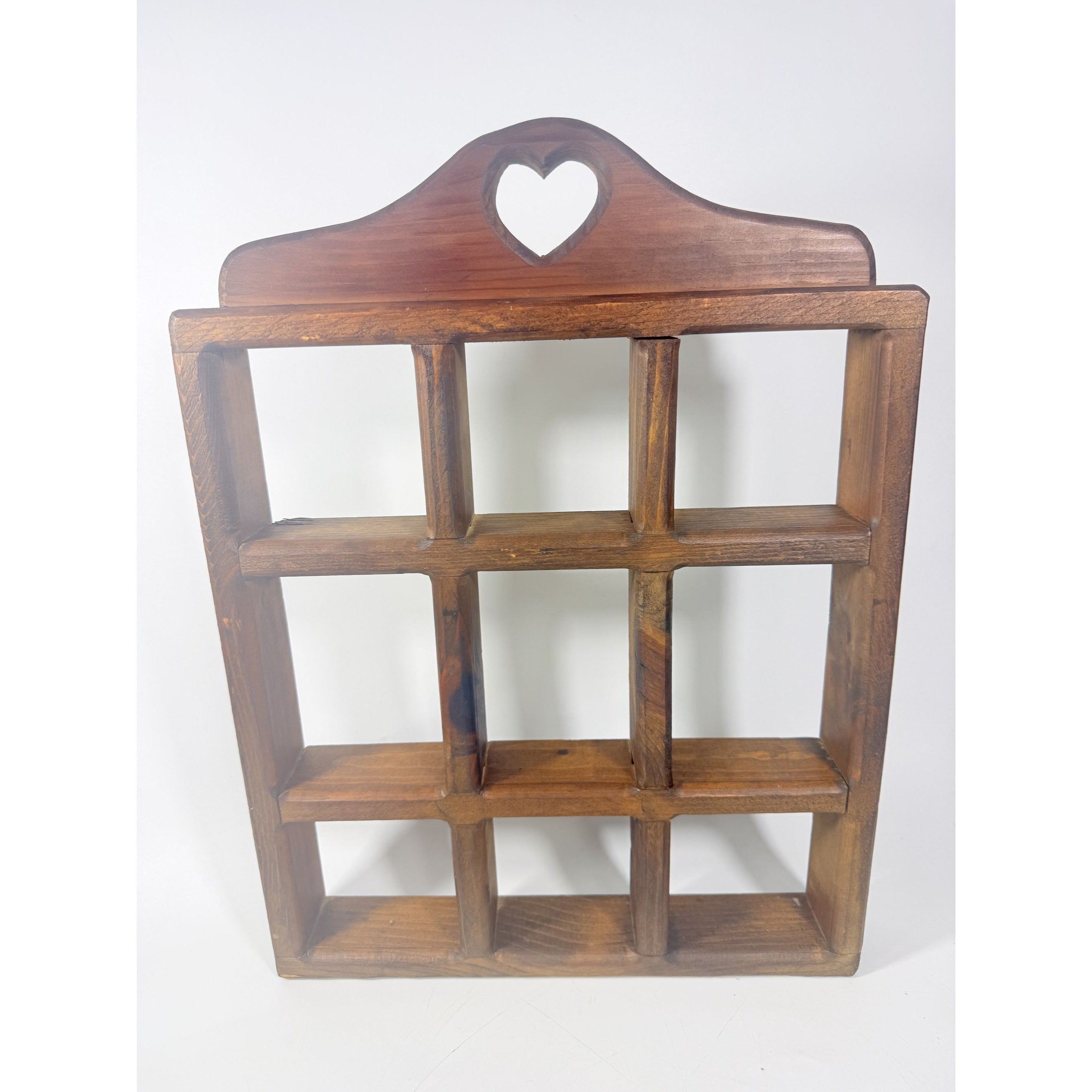 Wooden Wall Shelf Shadow Box Heart Cut Out Wood Vintage Wall Decor Knick Knack Storage | Farmhouse Country Primitive Cottage Granny Core