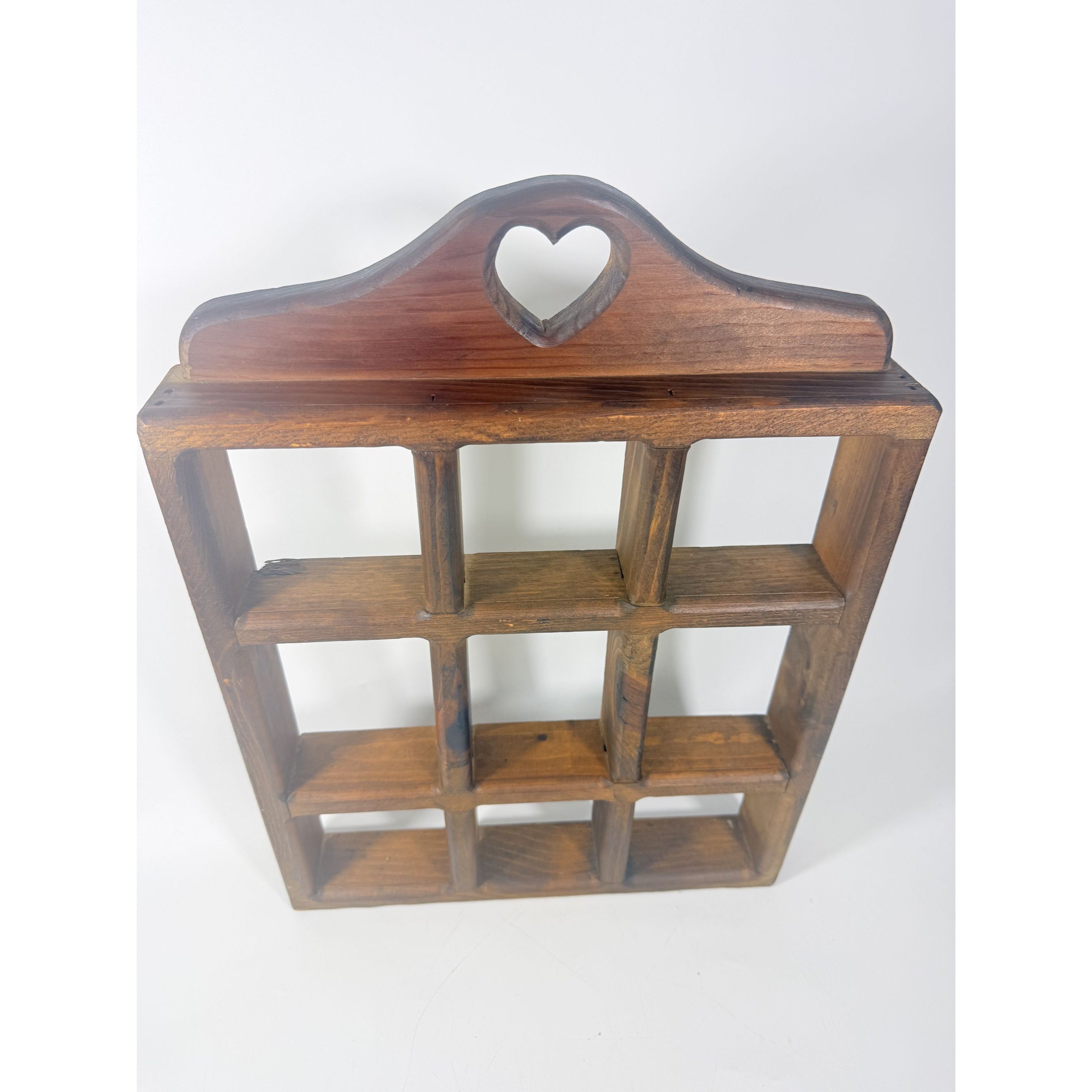 Wooden Wall Shelf Shadow Box Heart Cut Out Wood Vintage Wall Decor Knick Knack Storage | Farmhouse Country Primitive Cottage Granny Core