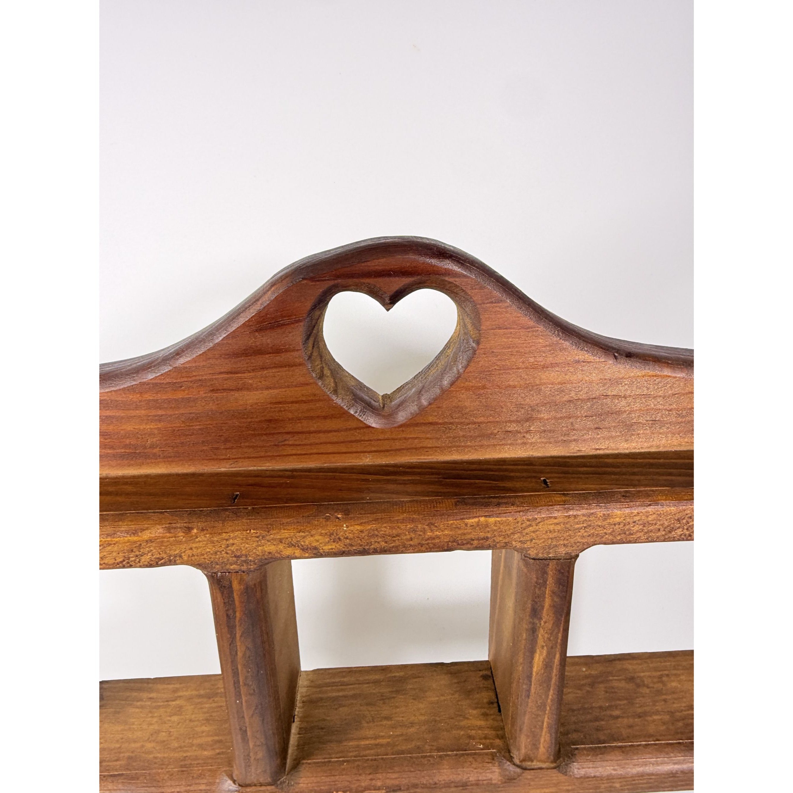 Wooden Wall Shelf Shadow Box Heart Cut Out Wood Vintage Wall Decor Knick Knack Storage | Farmhouse Country Primitive Cottage Granny Core