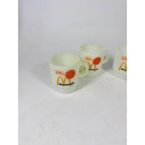 Mug Set 4 Fire King McDonalds Mug Good Morning Coffee Cup Anchor Hocking Milk Glass Collectible Childhood Vintage Golden Arch Sunshine