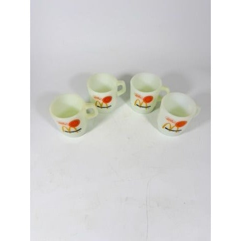 Mug Set 4 Fire King McDonalds Mug Good Morning Coffee Cup Anchor Hocking Milk Glass Collectible Childhood Vintage Golden Arch Sunshine