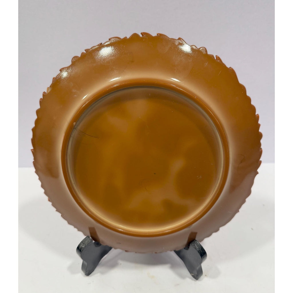 Chocolate Slag Glass Plate Collectible Glassware Antique | McKee Brothers Works | Cameo Serenade Troubadour Collector Plate Wall Decor