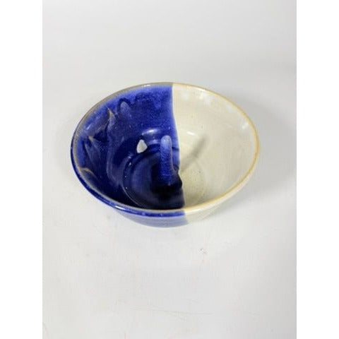 Apple Baker Stoneware Pottery Baking Dish Bundt Drip Glaze~Earthtones Blues Studio Potter Signed LMF Kitchenware Cooking