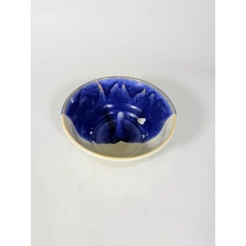 Apple Baker Stoneware Pottery Baking Dish Bundt Drip Glaze~Earthtones Blues Studio Potter Signed LMF Kitchenware Cooking