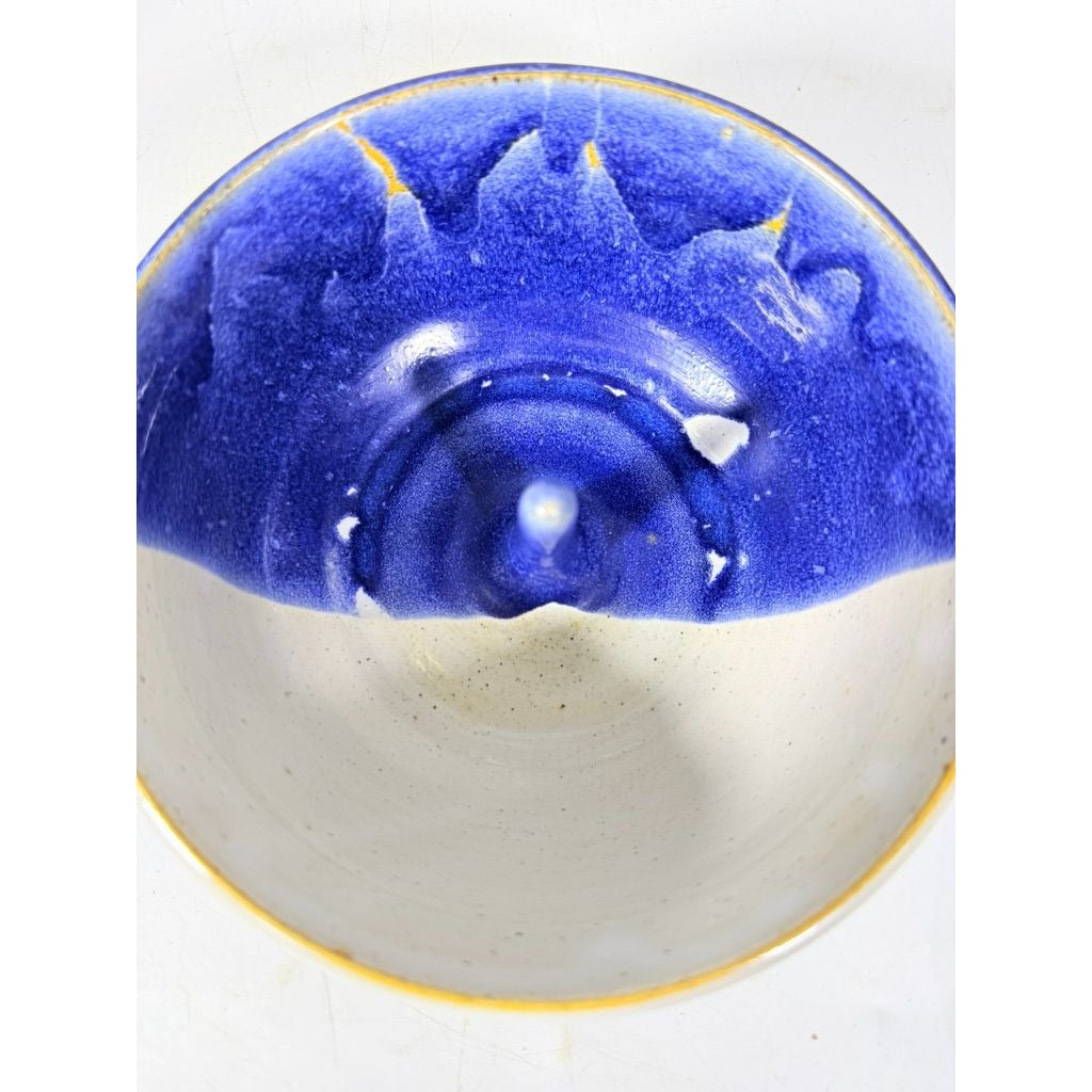 Apple Baker Stoneware Pottery Baking Dish Bundt Drip Glaze~Earthtones Blues Studio Potter Signed LMF Kitchenware Cooking