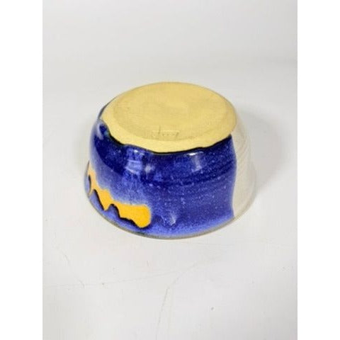 Apple Baker Stoneware Pottery Baking Dish Bundt Drip Glaze~Earthtones Blues Studio Potter Signed LMF Kitchenware Cooking