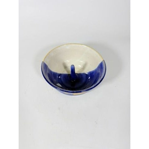 Apple Baker Stoneware Pottery Baking Dish Bundt Drip Glaze~Earthtones Blues Studio Potter Signed LMF Kitchenware Cooking