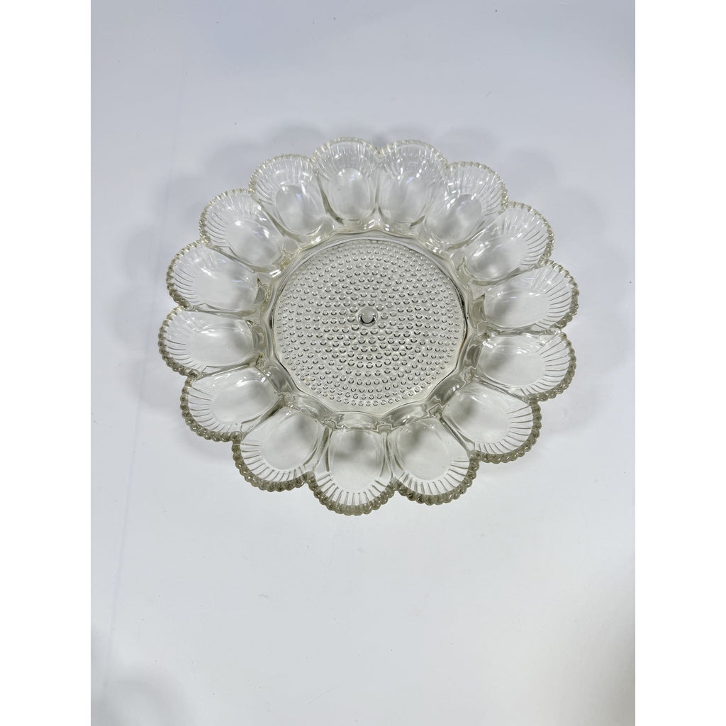 Deviled Egg Plate Platter Indiana Glass Clear Hobnail Vintage 15 Count  Serveware Hostess Party
