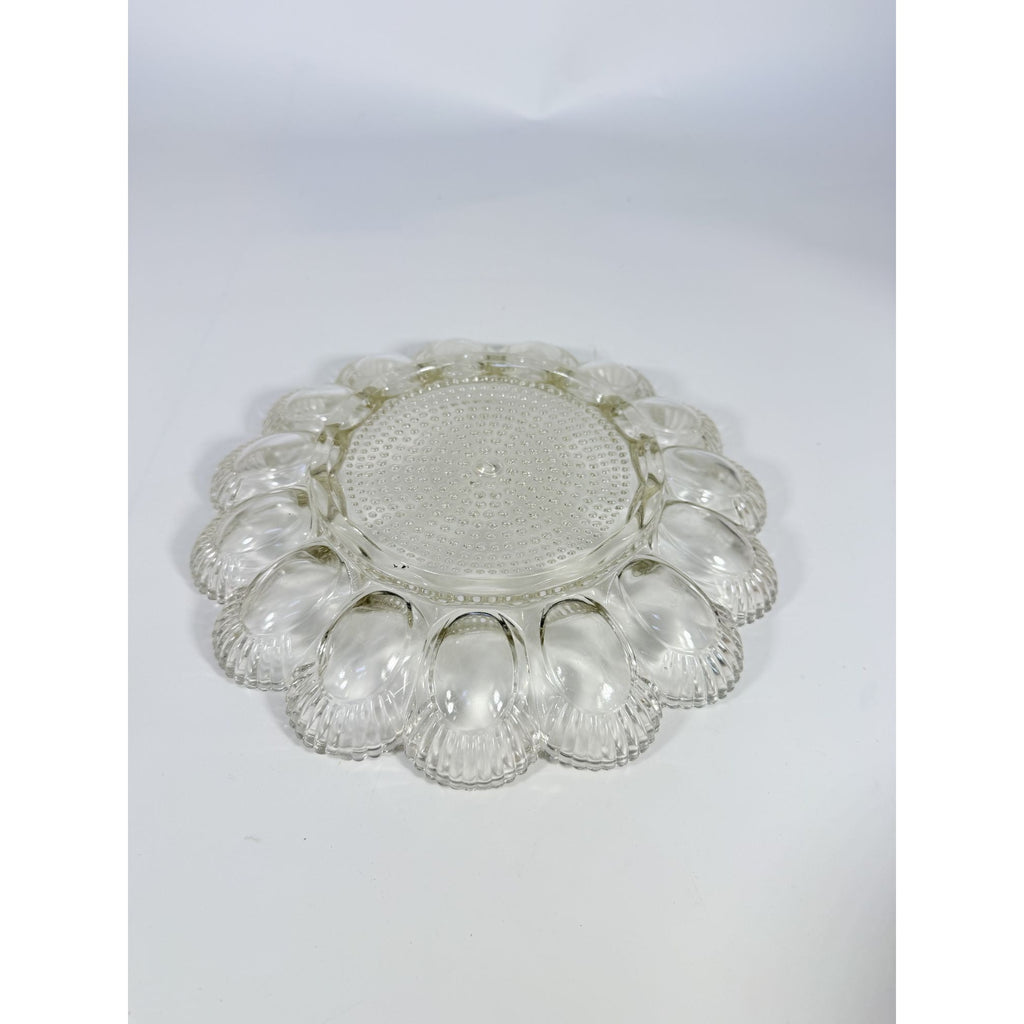 Deviled Egg Plate Platter Indiana Glass Clear Hobnail Vintage 15 Count  Serveware Hostess Party