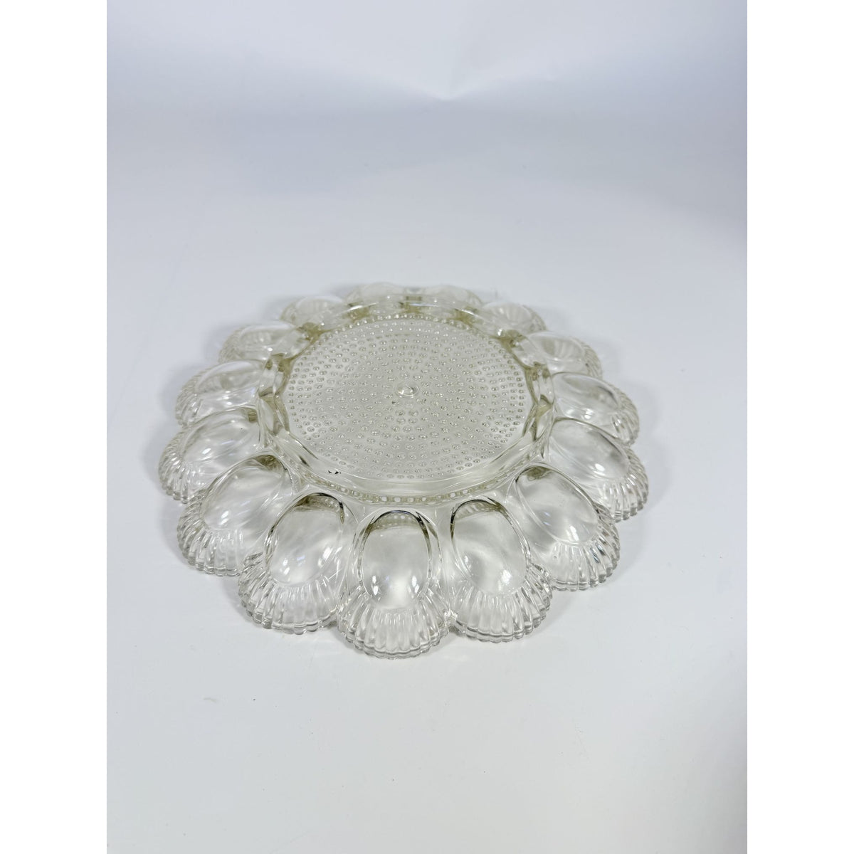 Deviled Egg Plate Platter Indiana Glass Clear Hobnail Vintage 15 Count  Serveware Hostess Party