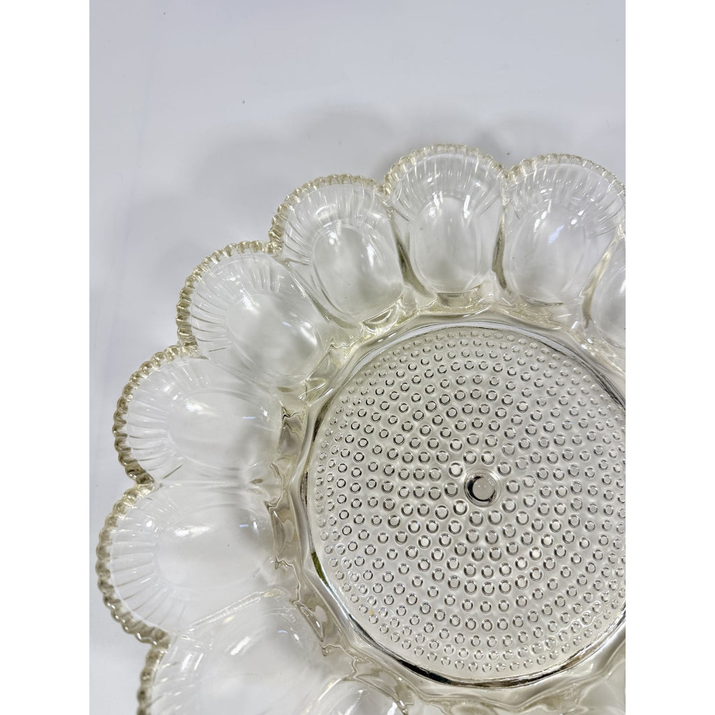 Deviled Egg Plate Platter Indiana Glass Clear Hobnail Vintage 15 Count  Serveware Hostess Party